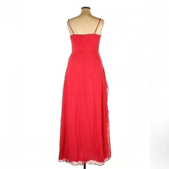 Badgley Mischka Floor Length Couture Sweetheart Ruffle Pink Formal Gown Size 14 - Picture 10 of 11